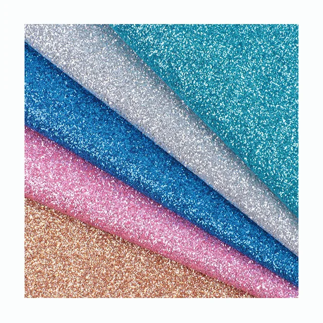 Abrasion Resistant 0.5 mm Shinny Rexine Artificial Synthetic Glitter Fabric PU Glitter Leather Bag & Luggage Making Materials