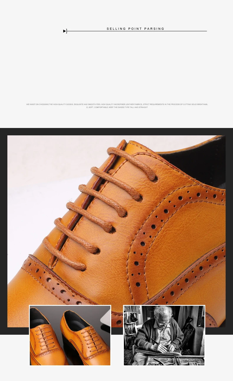 Ample Italian Oxford Man Shoes Comfort Lace Up Office Leather Dress