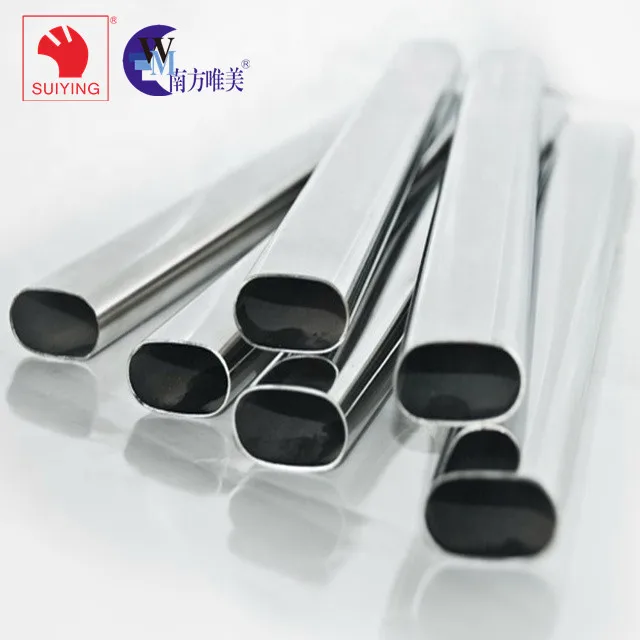 Mill Brushed Stainless Steel Flat Oval Pipe 201 304 316L SS for Construction