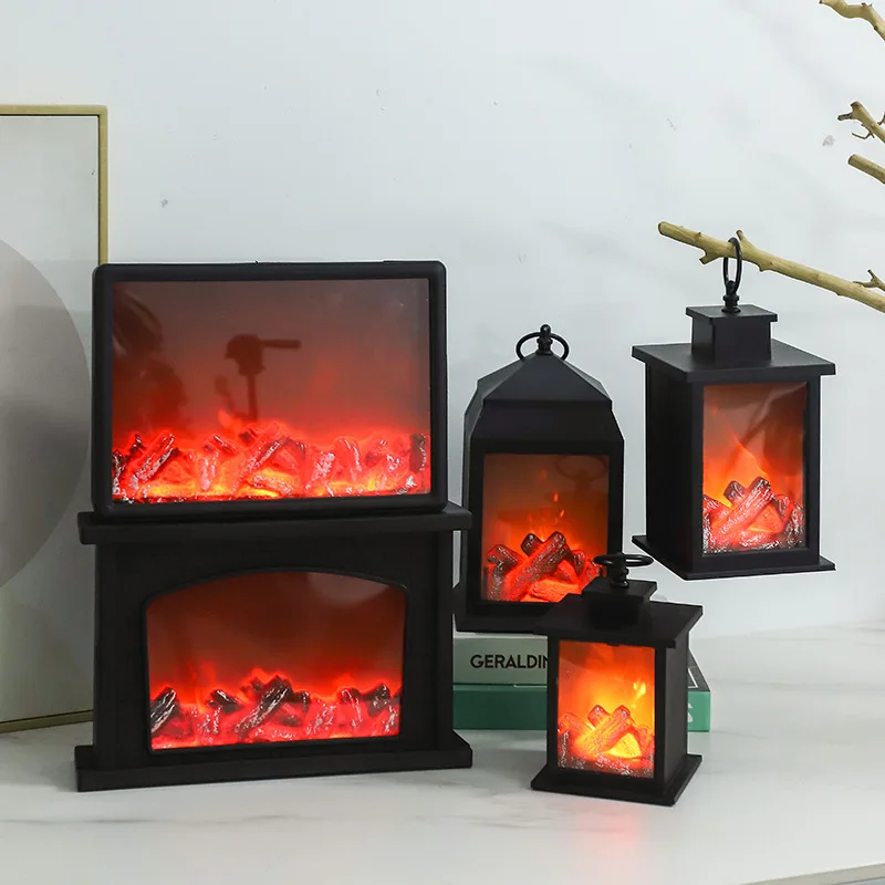 Fireplace Lamp Home Decor Small LED Flame Effect Log Fire Place Light LED Simulation Decorative Fireplace Lights Table Lamps