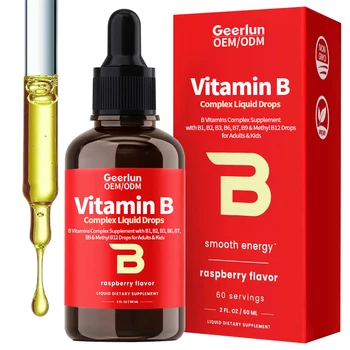 OEM ODM B Vitamins Complex Supplement With B1 B2 B3 B6 B7 B9 B12 Drops for Adults And Kids Vitamin B Complex Liquid Drops