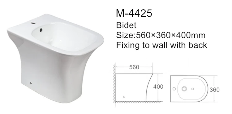 Floor Mounted Porcelain Inodoro Bathroom Ceramic Washdown Two Piece Toilet Seat With Bidet  1 or 3 AGUJEROS