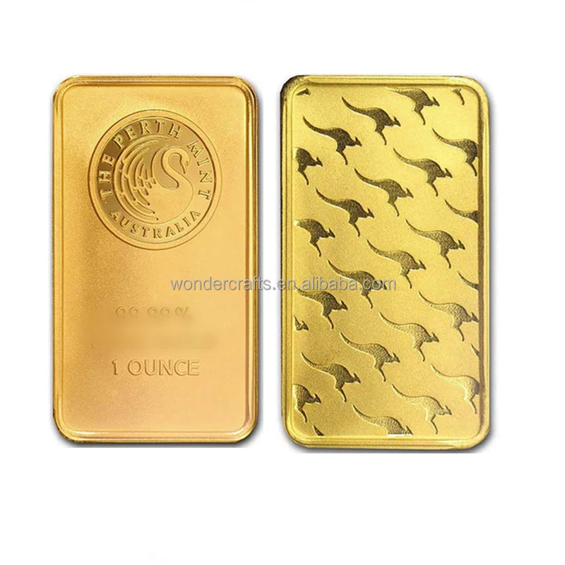 Non-Pure Gold Commemorative Ornament Gift Premium Gold Plated Alloy Collectible Bar Decorative Gilded Metal Ingot for Display