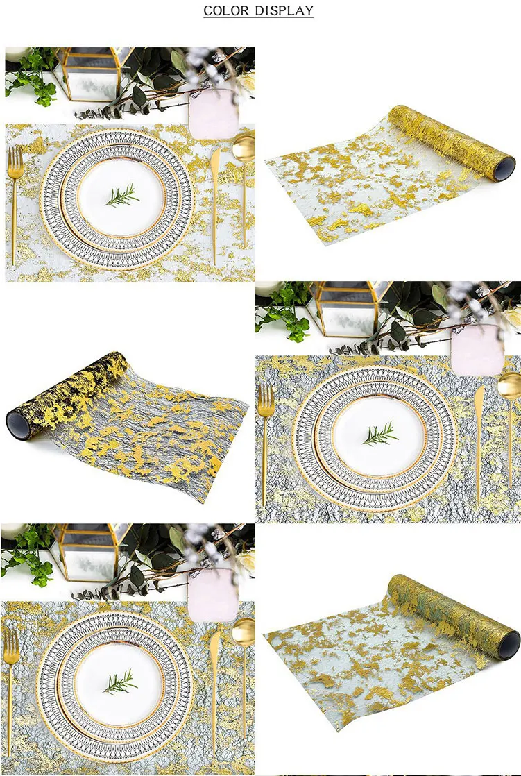 Diy Shinny Gold Mesh Table Runners For Wedding Disposable Table Runners
