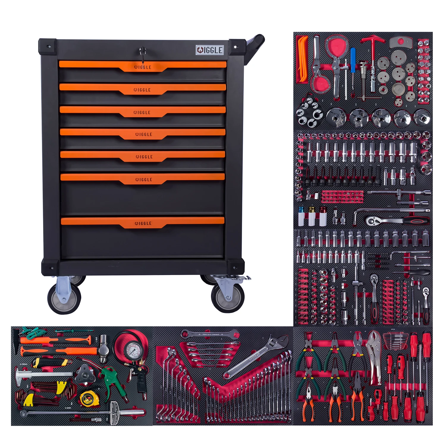 404 Pcs Hand Tools Professional 7 Drawers Workshop Roller Tool Set Box Garage Tool Cabinet 555075