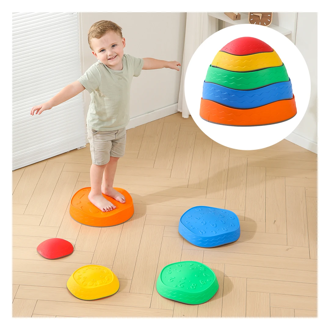 5Pcs Non-Slip Plastic Balance Stepping Stones for Kids,Toddler Indoor Step Stones Sensory Training Toys,Kids Stepping Stones