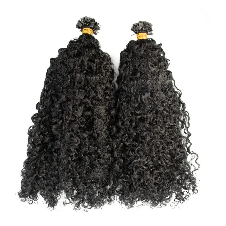 Extensions de cheveux humains à pointe plate bouclée Sassy Cheveux brésiliens Remy pré-collés à la kératine Fusion K Tip Hair 100g 100Pcs_voghion.com