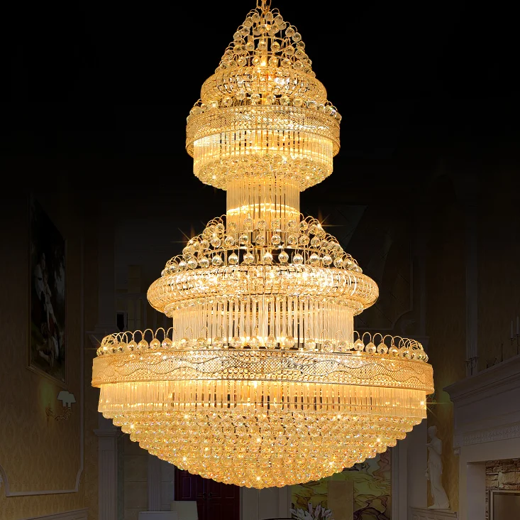 Роскошная Свадебная вилла отель большая 3-слойная лестница круглая длинная хрустальная люстра лампы Дождевая капля светодиодная Подвесная лампа