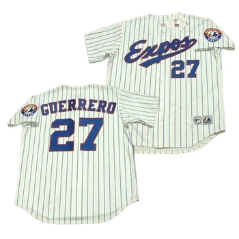 #27 Vladimir Guerrero Expos Jersey Old Classic Style White Stripe Uniform