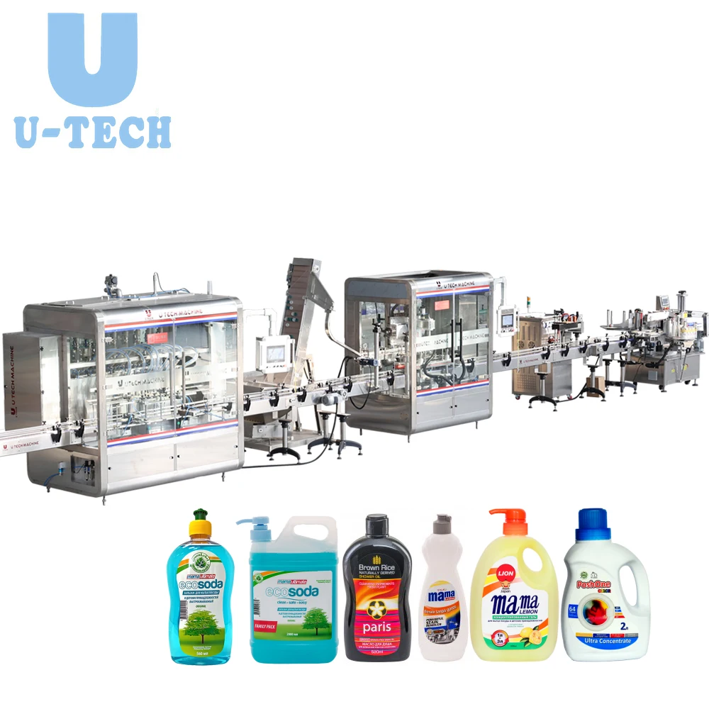 U TECH 2025 New Automatic Paste Soap Liquid Filling Line Detergent Shampoo Small Plastic Bottles Filling Capping Machine