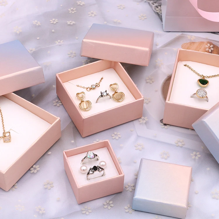 Hand Made Paper Packing Jewelry Packaging Box Square Necklace Ring Gift Box