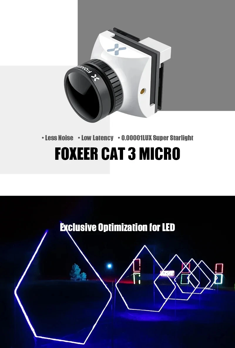 Foxeer Cat 3 Micro Mini Low Latency Low Noise 1200tvl 0.00001lux Fpv ...