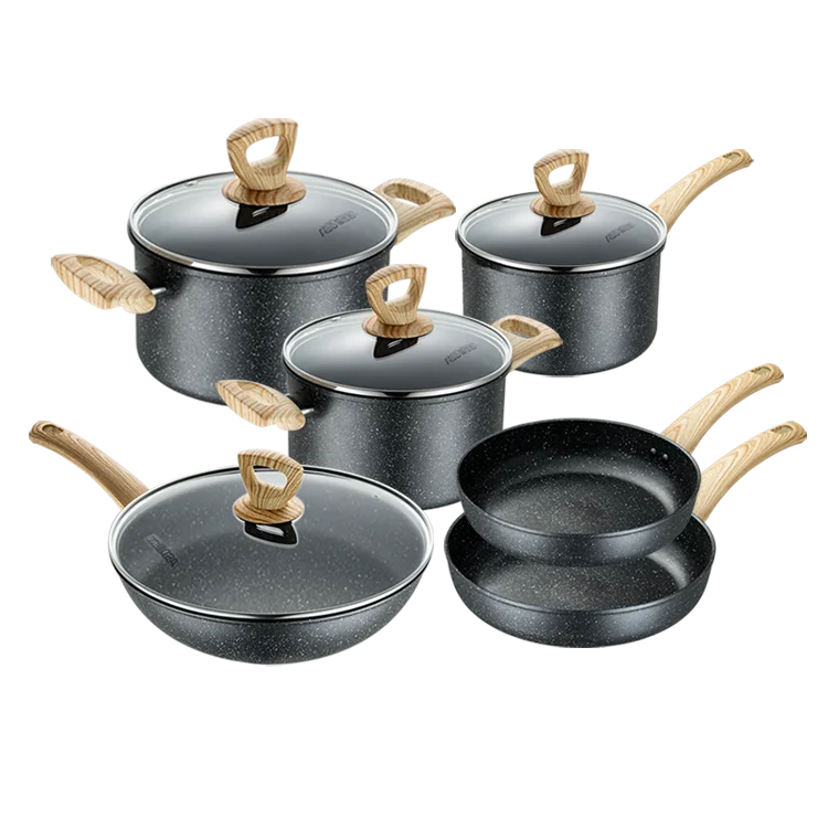 Asd Nonstick Forged Aluminium Home Cooking Fry Pan And Casserole 10pcs Cookware Set Buy