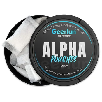 Factory Custom Caffeine Pouches Fuel Mint Flavor Alpha Increased Focus Clarity L-Tyrosine Nootropic Energy Pouches