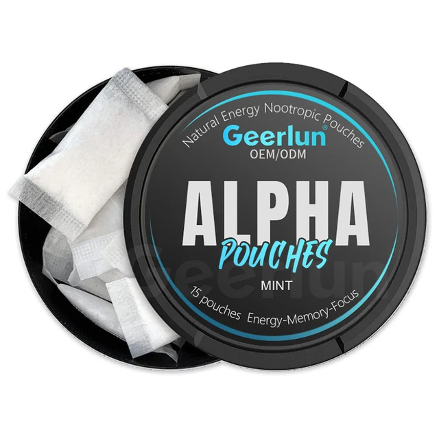 Factory Custom Caffeine Pouches Fuel Mint Flavor Alpha Increased Focus Clarity L-Tyrosine Nootropic Energy Pouches