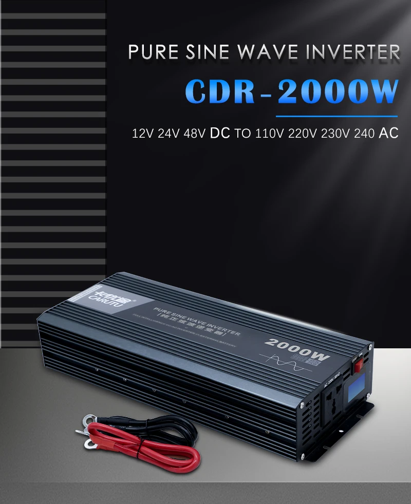 12V kuni 220 V inverter 2000 W Off Grid Puhas siinuslaine võimsusmuundur veokile, rv, Kodu