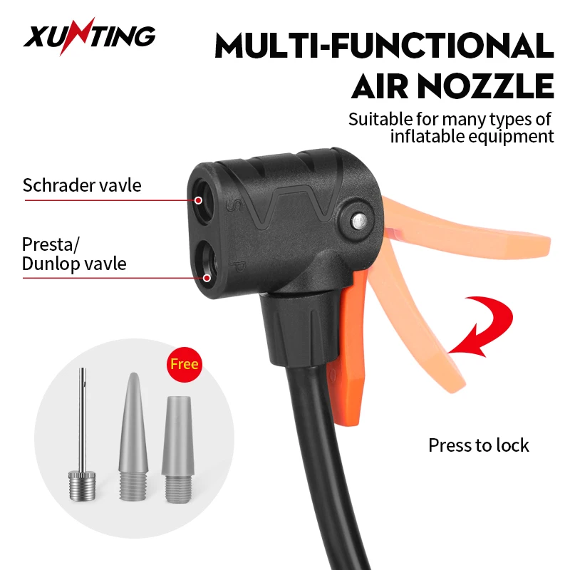Xunting Super Pump Factory Supply  Multifunctional Bike Mini Pump Inflate a Tyre Bicycle Accessories