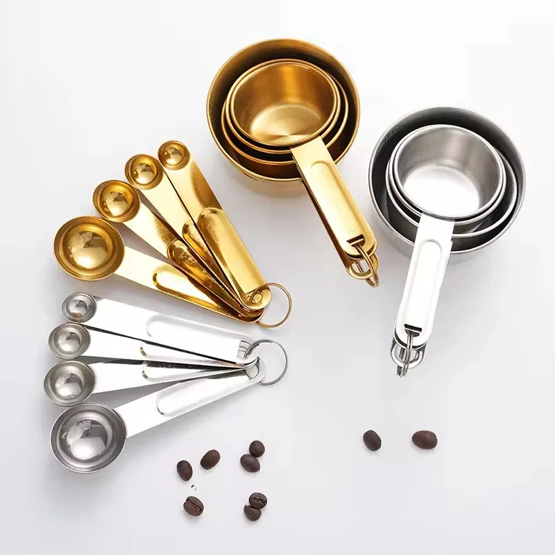 Measuring Spoon 4&8Pcs/set Stainless Steel Measuring Cups Spoons Tableware Kitchen Baking Tools Measuring Cup Measuring Spoon