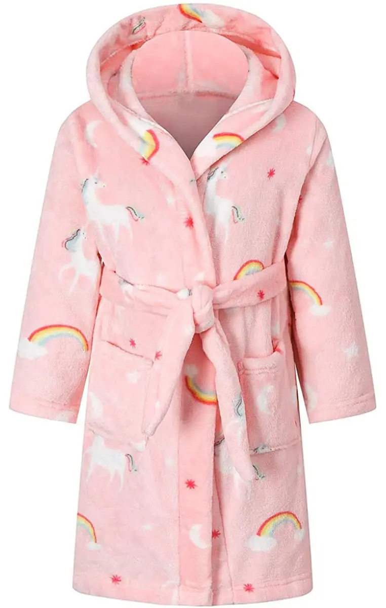 Wholesale Cartoon Character Girl hooded robe Warm Soft  Flannel Fleece Printed bathrobe Children bathrobe manufacture