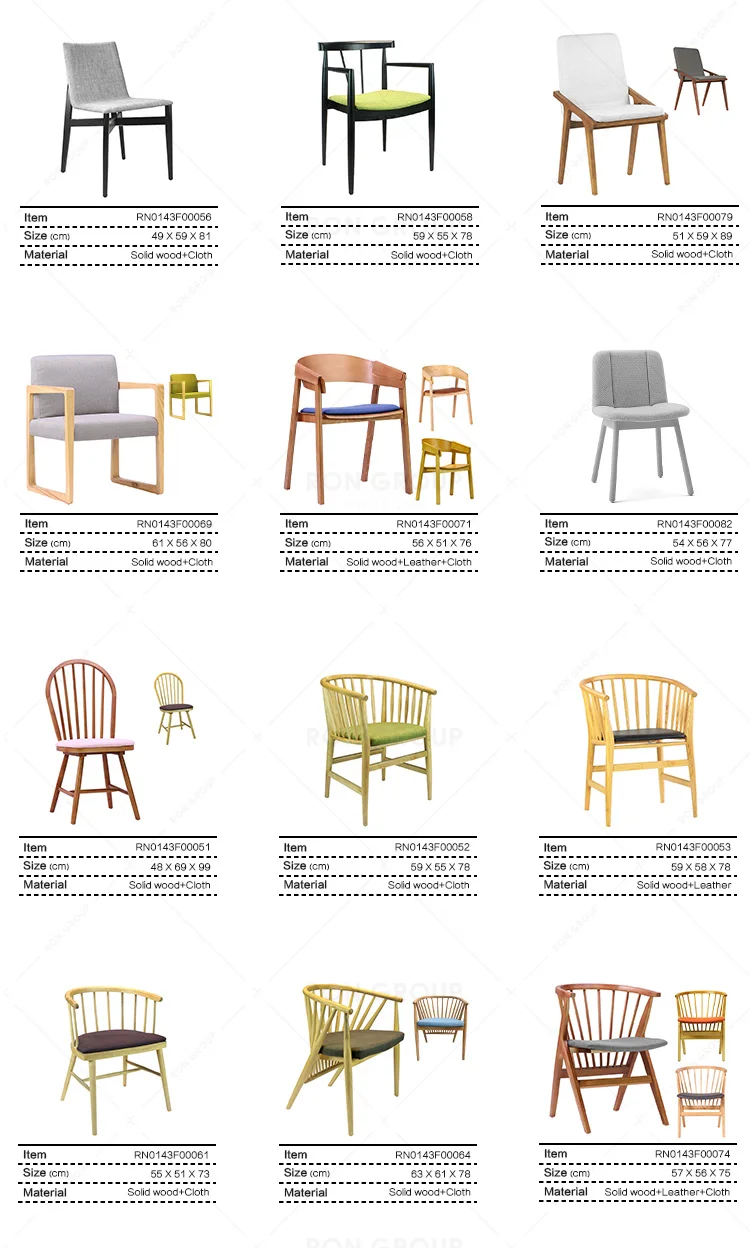 Hot Sale Modern Simple Style Restaurant Furniture Ash Solid Wood Frame Restaurant Chairs Wooden Chair Dining Chairs
