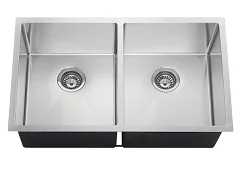 Customized OEM under mount installation type double bowl SUS304 stainless steel brushed surface handmade kitchen sink D3218