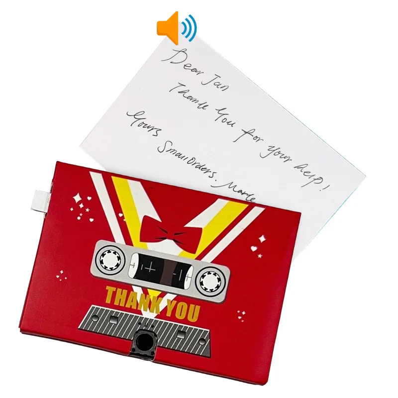 Smart media Cassette Tape Shaped Voice Recording Thank You Greeting Cards new product ideas 2023 Voice Recorder gift card