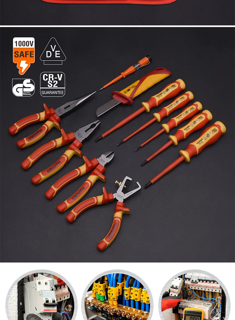 Repair Plier Tool Kit 11Pcs Insulated Pliers Knife Tester Tools Set