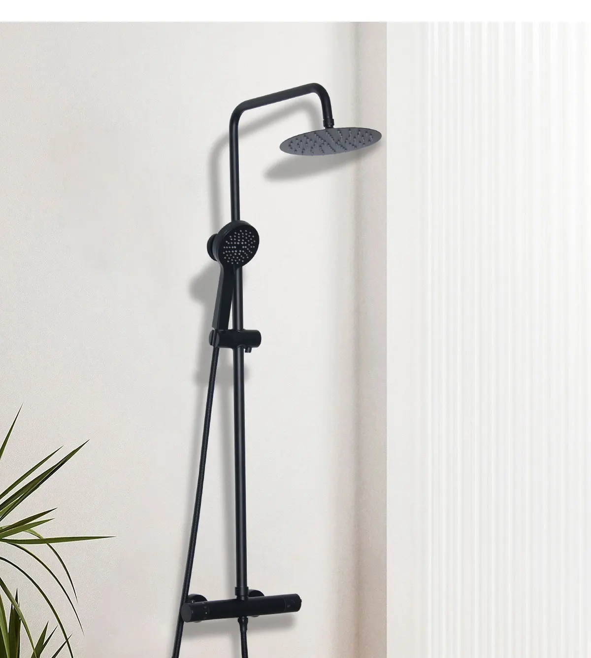 Modern Brass Round Dual Function Bar Valve Shower System - Black factory