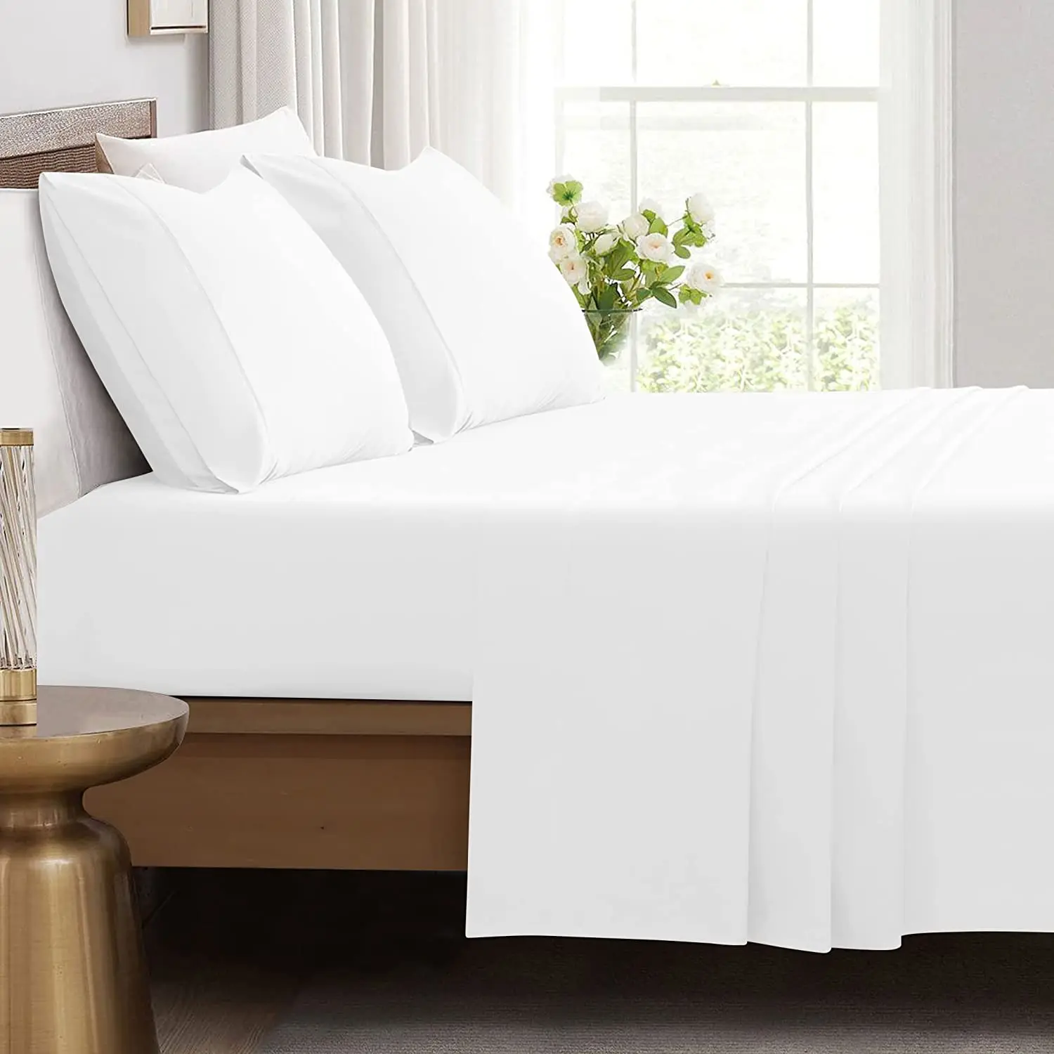 Hot Sale Hotel Sheet Microfiber White Bed Flat Sheet And Fitted Sheet
