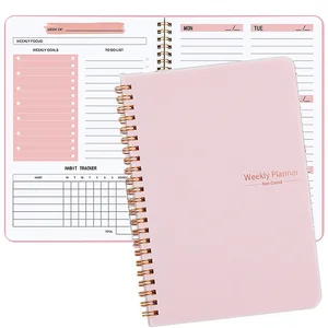 Free Sample A5 Spiral Style Weekly Planner Agenda 52 Weeks with Non-Dated Do List Paper PP Cover Journal Notebook for School Use