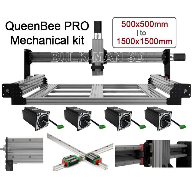 QueenBee PRO CNC linear rail upgrade Mechanical CNC Wood Router kit with Tingle Tension System Screw Driven CNC