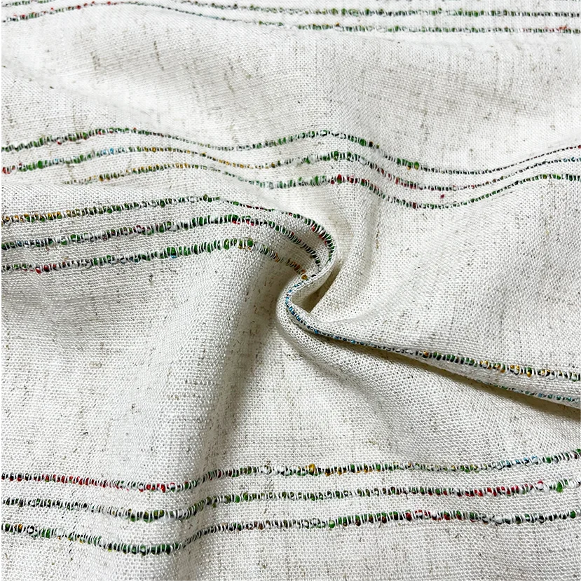 product hot sales luxury organic stretch striped design custom woven girl women men boys flax yarn dyed linen fabric for shirt dress-8
