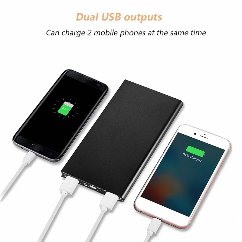 Ultra Thin PowerBank 10000mAh Portable Universal LED Mobile Phone Charger External Battery Bank