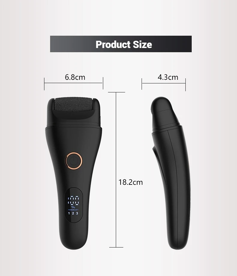 White Professional Electric Foot Callus Remover - Rechargeable Pedicure Tool with 3 Adjustable Speeds, Smart LED Display, and 3 Replaceable Grinding Heads for Smooth Feet