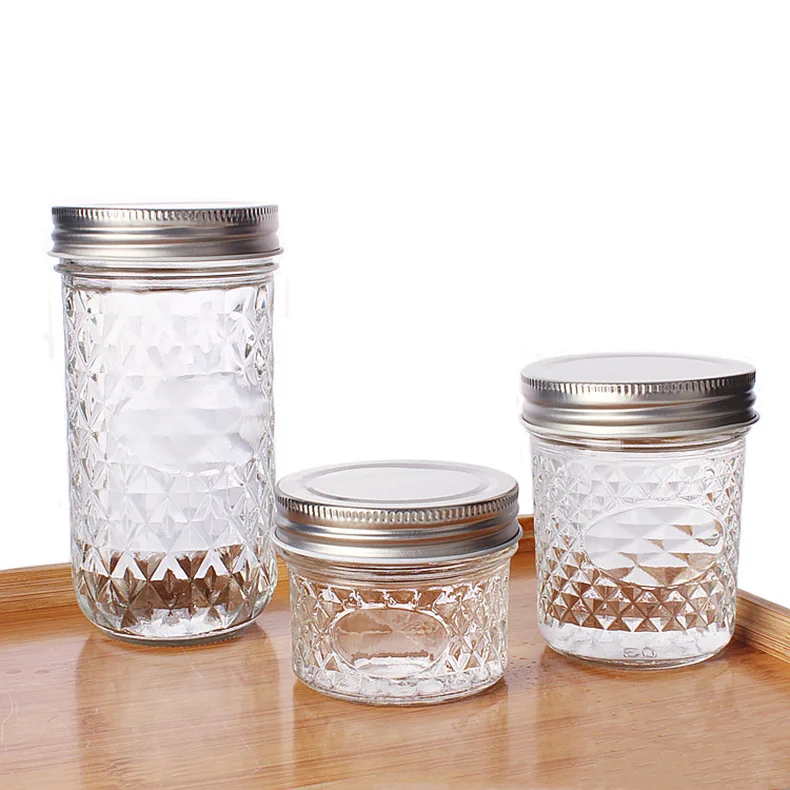 Wholesale 10 oz clear Glass Mason Jam Glass Jar sealed Caviar Food Storage Jar with Lid