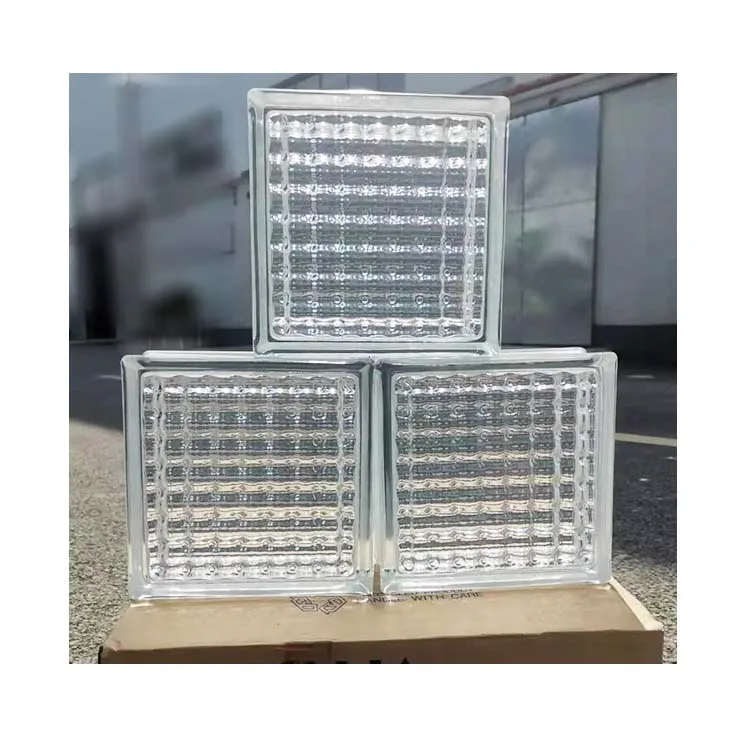 Parallel Lines Pattern Hollow Glass Block Clear Crystal Low Iron Float Glass Brick Block Factory Supplier Cheap Glass Bricks
