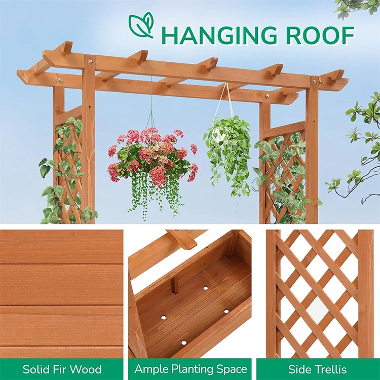 WDF Customize Rectangle Wholesale Elevated Outdoor Wooden Garden Planting Planter Boxes Flower Bed Raised Garden Beds