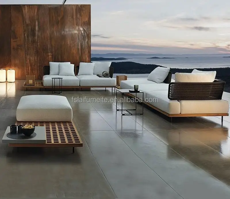 Outdoor Lounge Furniture Fabric Rattan Patio Sofa Set Garden Outdoor