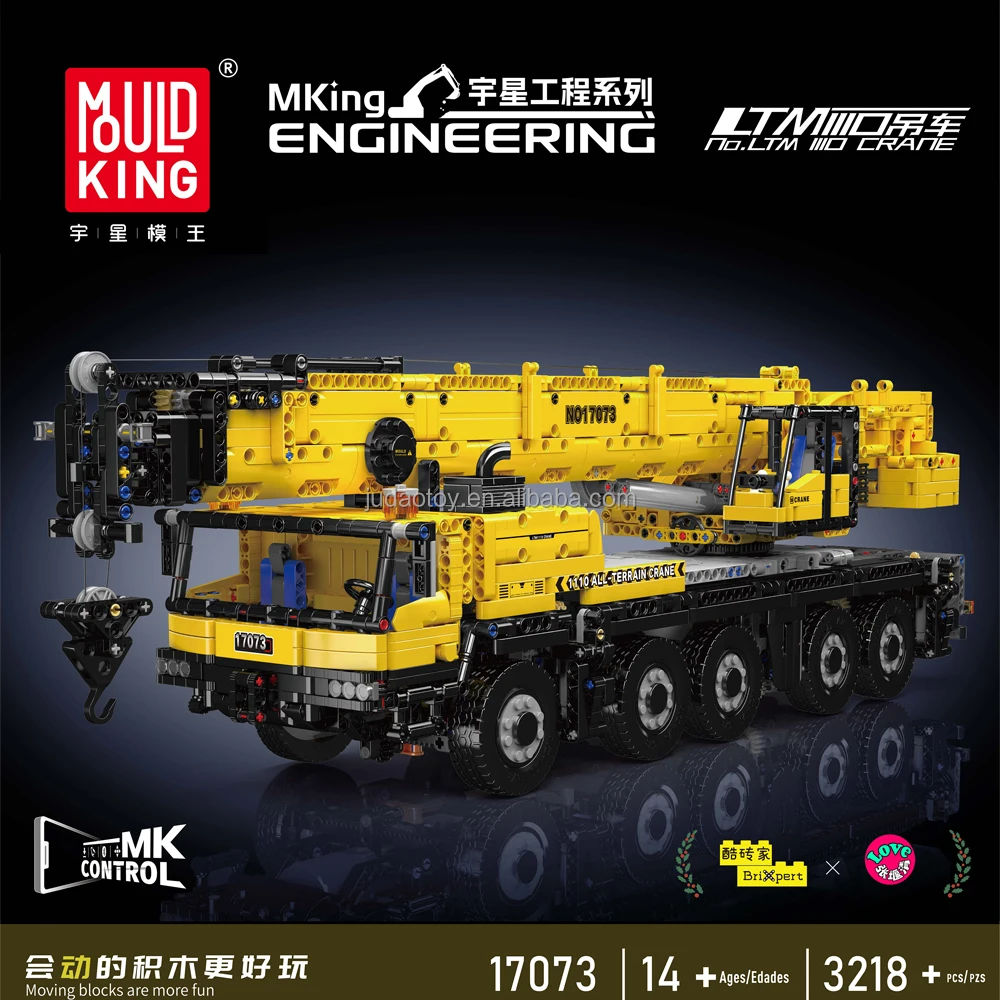 MOULD KING 17073 Engineering puzzle Building Kits 3218pcs Motorized LTM1110 Crane Tuck MOC Puzzle Toys for Kid Christmas Gift