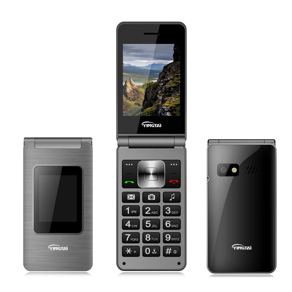 2G/4G Optional Keypad Flip Phone with 2.8 Inch Big Screen Dual SIM FM Torch Dual Screen GSM /LTE Mobile Phone