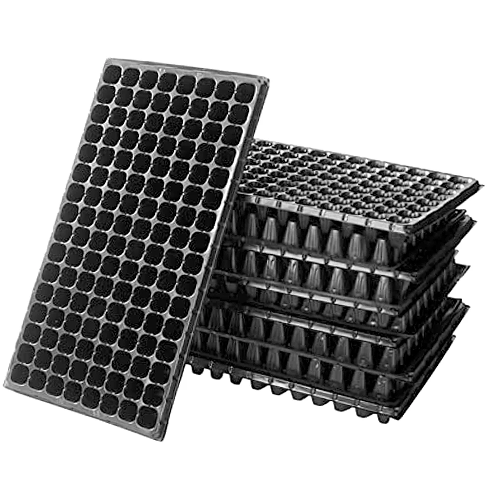 Large Deep 72 Cell PS Black Plastic Forest Nursery Seedling Trays with Lid for Tree Seed Propagation
