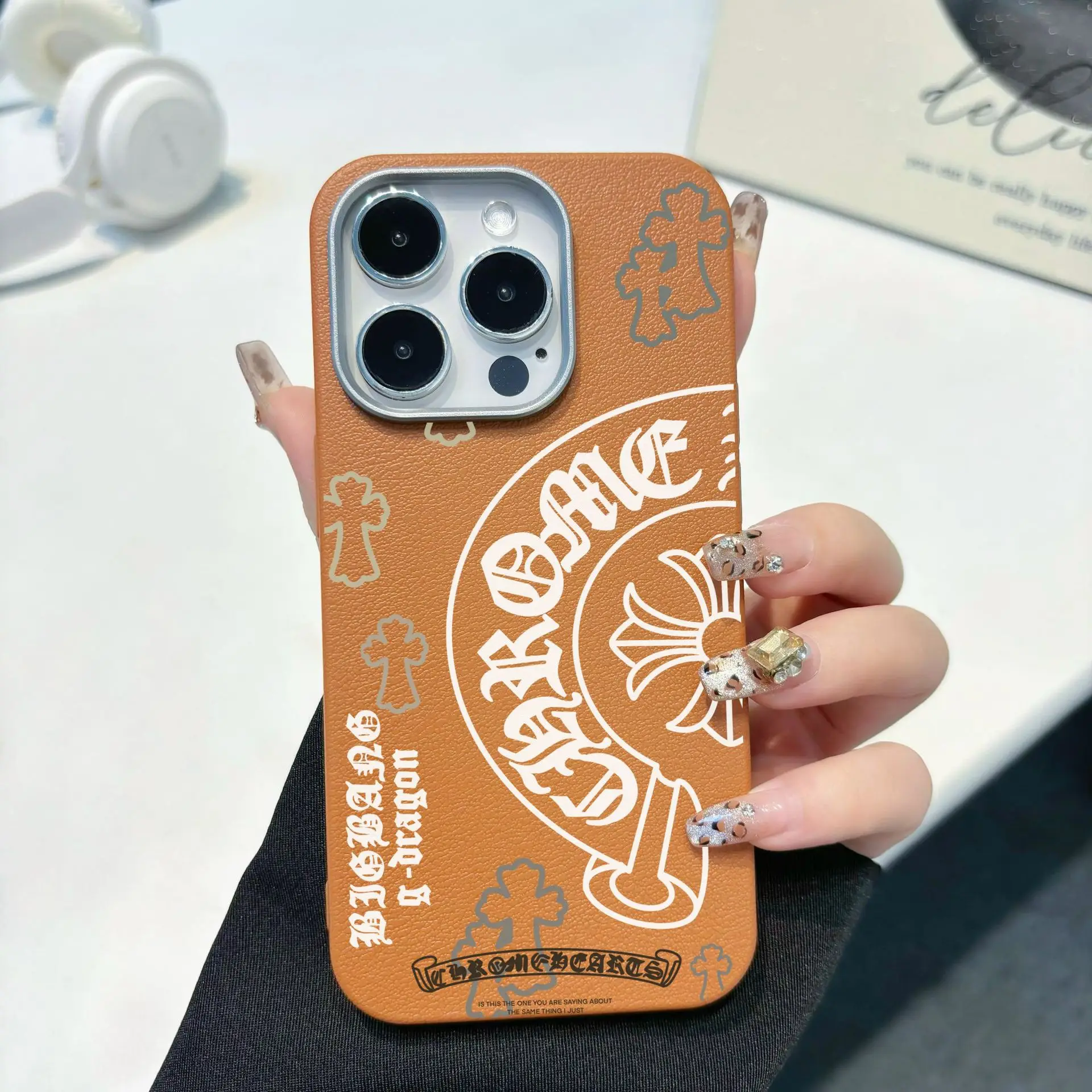 Stylish Cross Pattern Pu Leather Shockproof Phone Case for iphone 17 Pro Max 16 15 14 13 12 11 Fashion Brand Style Cover