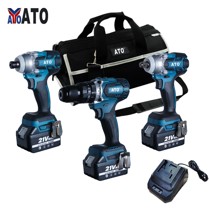 ATO  Power Tools N in One Wholesale Industrial 3.0Ah 4.0Ah 5.0Ah 21V Cordless Tool Kits Power Tool Combo Kits