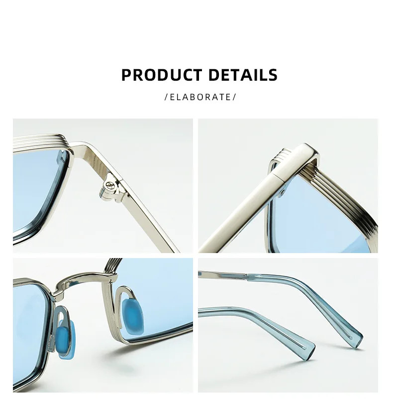 Lunettes de soleil rétro fines en métal, forme carrée classique, verres violets, protection UV400, édition limitée 2026_voghion.com