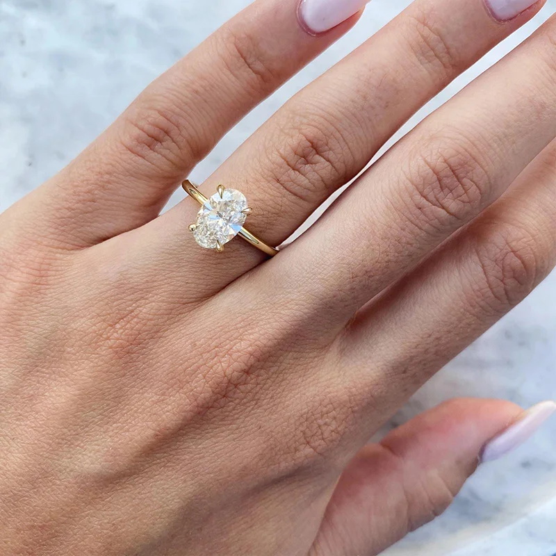 Fine Diamond Jewellery Rings Lab Grown Diamond 0.5ct Oval Def Vs Vvs Lab Diamond 14k Solid Gold Engagement Ring