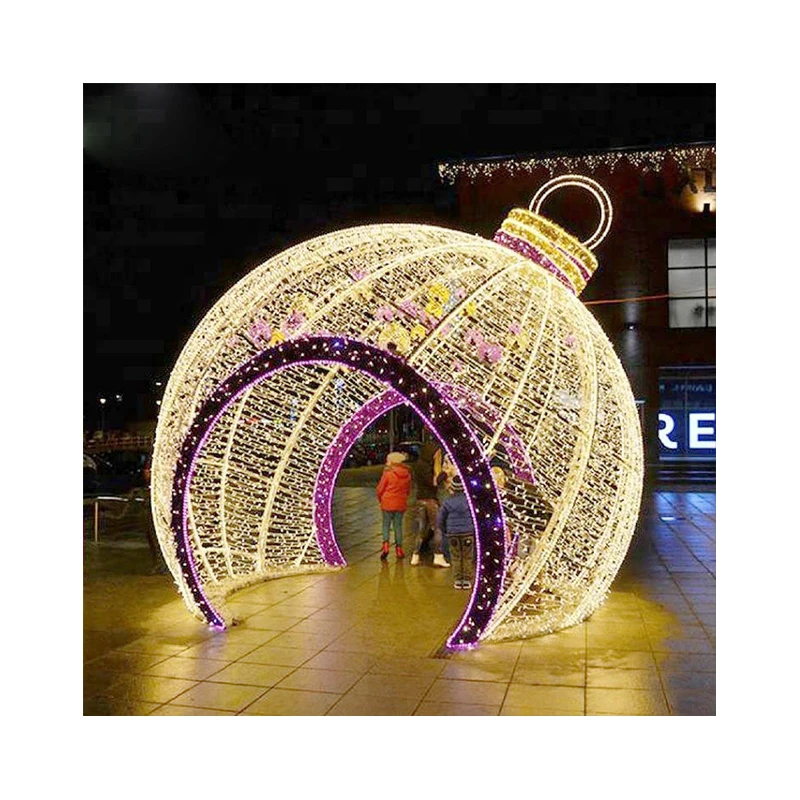 Открытый IP65 гигантский светодиодный Рождественский световой шар 3D теплый белый гирлянда водонепроницаемые праздничные