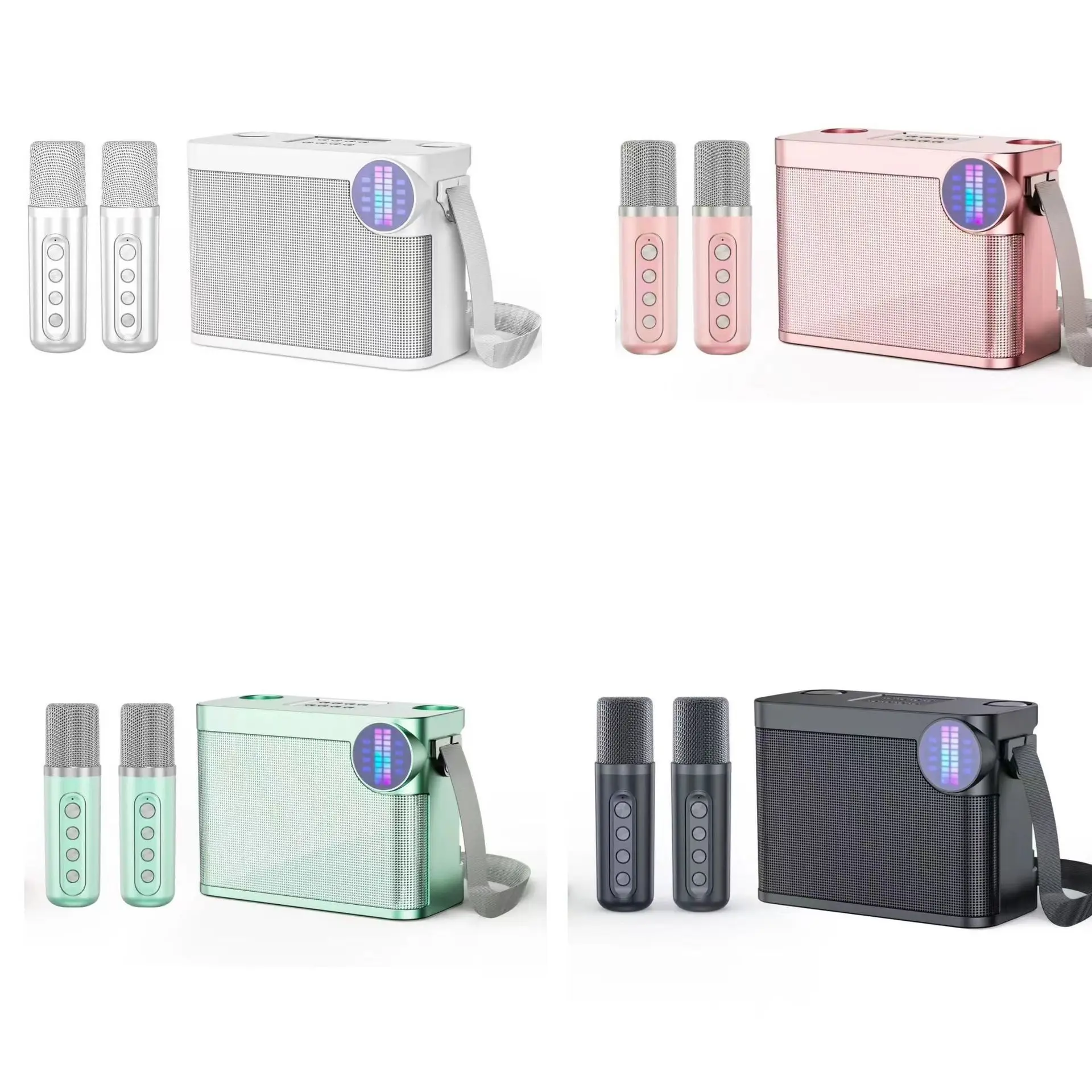 Sistema Karaoke Portatile Wireless Con 2 Microfoni, Base Per Telefono O Tablet