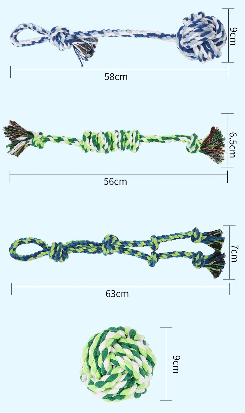 Cotton rope toy detail and interwoven construction