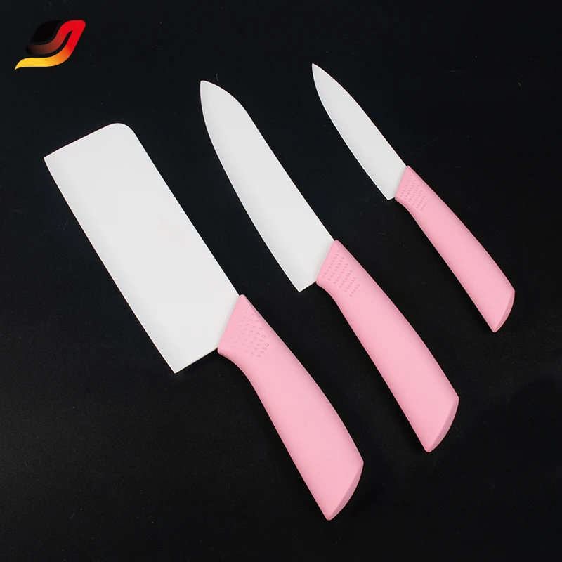 Factory Supply Stainless Steel Chef's Fruit Knife Sharp and Durable 4pcs Kitchen Knife Set with Pink Knife Holder