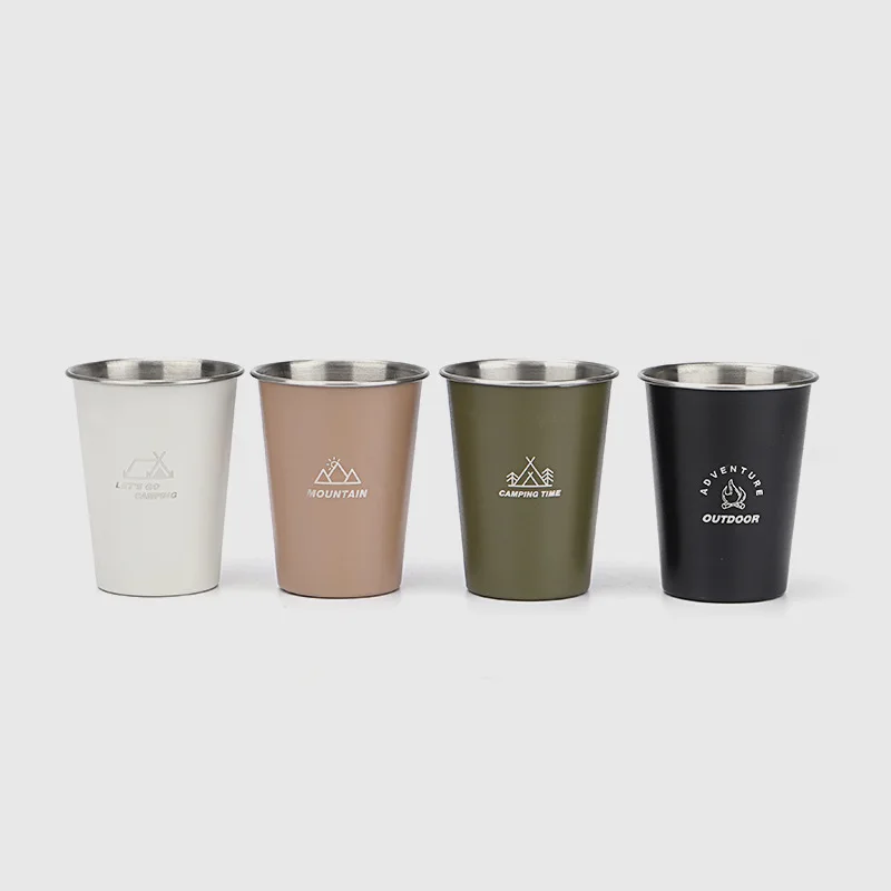 304 Stainless Steel Camping Cup Portable Lightweight Beer Beverage Water Mug Foldable Storage Set for Travel Hiking Picnic
